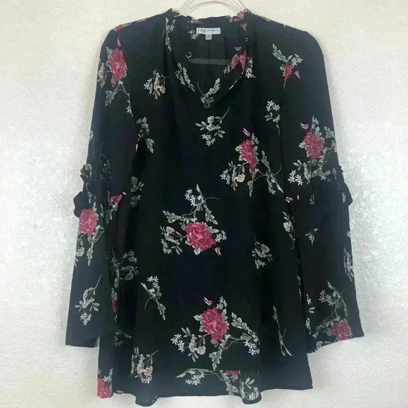 Neiman Marcus Floral Blouse size S Bell Sleeves - Picture 1 of 8